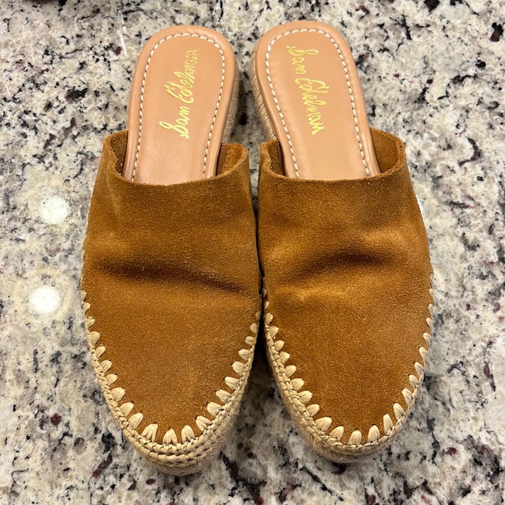 Gently worn X2- size 7 cognac suede Sam Edelman slip on espadrilles!